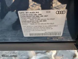 2024 Audi Q8 e-tron Premium Plus with VIN WA15AAGE3RB052230, listed as a Copart auction lot 85685314 with 9,250 mi miles and Salvage Title. Bid and sale history available at carsss.com. Image 15.