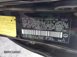 2005 Lexus ES with VIN JTHBA30G655076559, listed as a IAAI auction lot 41771973 with 99,147 mi miles. Bid and sale history available at carsss.com. Image 9.