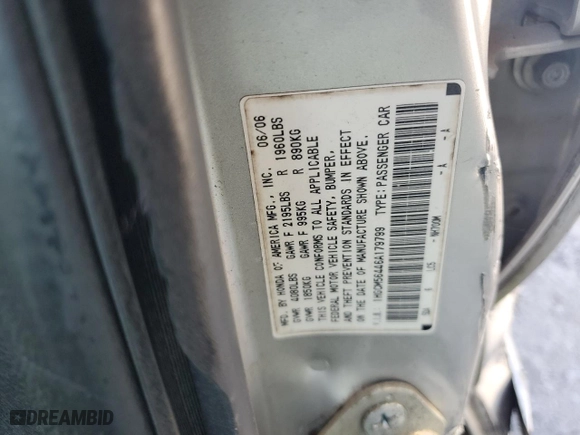 2006 Honda Accord Sdn LX with VIN 1HGCM56446A179799, listed as a Copart auction lot 72289034 with 221,517 mi miles and Salvage Title. Bid and sale history available at carsss.com. Image 14.