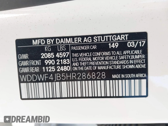 2017 Mercedes-Benz C 300 with VIN WDDWF4JB5HR286828, listed as a IAAI auction lot 41894957 with 57,325 mi miles and . Bid and sale history available at carsss.com. Image 9.