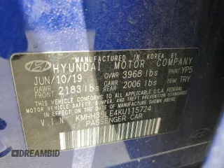 2019 Hyundai Elantra GT with VIN KMHH35LE4KU115724, listed as a Copart auction lot 66936824 with 0 mi miles and Salvage Title. Bid and sale history available at carsss.com. Image 13.