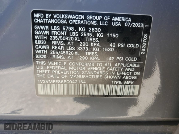 2023 Volkswagen ID.4 Pro with VIN 1V2VMPE86PC042164, listed as a Copart auction lot 50260215 with 4,328 mi miles and Clean Title. Bid and sale history available at DreamBid. Image 13.