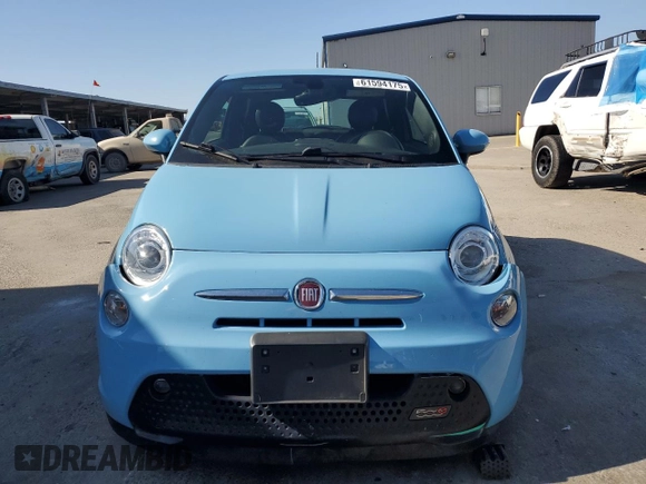 2017 FIAT 500e with VIN 3C3CFFGEXHT565603, listed as a Copart auction lot 61594175 with 57,428 mi miles and Salvage title. Bid and sale history available at DreamBid. Image 5.