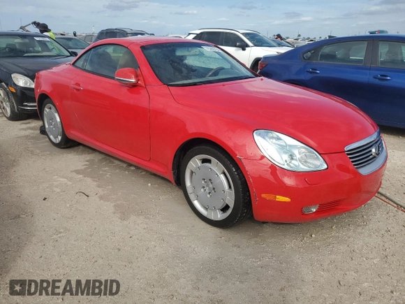 2002 Lexus SC 430 with VIN JTHFN48YX20012798, listed as a Copart auction lot 75269794 with 81,421 mi miles and Non Repairable. Bid and sale history available at DreamBid. Image 4.