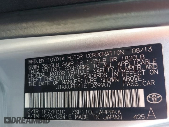 2014 Scion xD z VIN JTKKUPB41E1039907, wystawiony jako Copart lot #57040925 z przebiegiem 85 092 mil mil oraz Tytuł czysty. Historia ofert i sprzedaży dostępna na DreamBid. Obrazek 12.