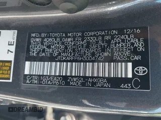 2017 Toyota Prius Plus with VIN JTDKARFP6H3004742, listed as a IAAI auction lot 42771447 with 88,862 mi miles and . Bid and sale history available at DreamBid. Image 9.