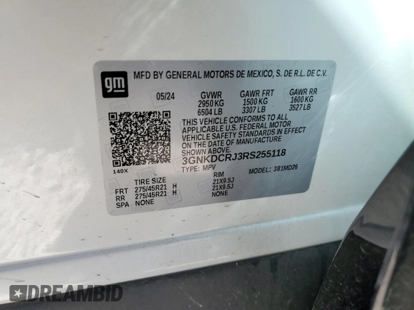 2024 Chevrolet Blazer EV eAWD RS z VIN 3GNKDCRJ3RS255118, wystawiony jako Copart lot #49162575 z przebiegiem 3132 mil mil oraz Szkody całkowita. Historia ofert i sprzedaży dostępna na DreamBid. Obrazek 14.