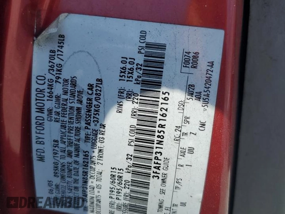 2005 Ford Focus S z VIN 3FAFP31N85R162165, wystawiony jako Copart lot #57292245 z przebiegiem 240 463 mil mil oraz Szkoda całkowita • Salvage title. Historia ofert i sprzedaży dostępna na DreamBid. Obrazek 12.