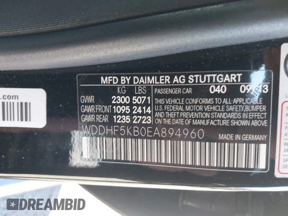 2014 Mercedes-Benz E 350 Sport z VIN WDDHF5KB0EA894960, wystawiony jako IAAI lot #41962833 z przebiegiem 157 672 mil mil oraz . Historia ofert i sprzedaży dostępna na DreamBid. Obrazek 9.