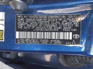 2011 Toyota Prius I with VIN JTDKN3DU3B0300305, listed as a IAAI auction lot 41830391 with 178,965 mi miles and . Bid and sale history available at DreamBid. Image 9.