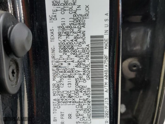 2013 Toyota Tacoma with VIN 5TFLU4EN5DX074539, listed as a Copart auction lot 51325465 with 133,787 mi miles and Salvage Title. Bid and sale history available at carsss.com. Image 12.