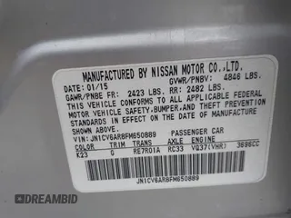 2015 Infiniti Q40 with VIN JN1CV6AR8FM650889, listed as a IAAI auction lot 42141488 with 101,478 mi miles. Bid and sale history available at carsss.com. Image 9.