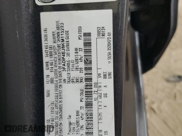 2019 Ford Fiesta SE with VIN 3FADP4EJ8KM113223, listed as a Copart auction lot 51270905 with 59,879 mi miles and Non Repairable. Bid and sale history available at carsss.com. Image 12.