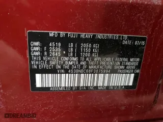 2015 Subaru Legacy 2.5i Premium with VIN 4S3BNBC68F3075994, listed as a Copart auction lot 53554435 with 63,029 mi miles and Clean Title. Bid and sale history available at carsss.com. Image 13.
