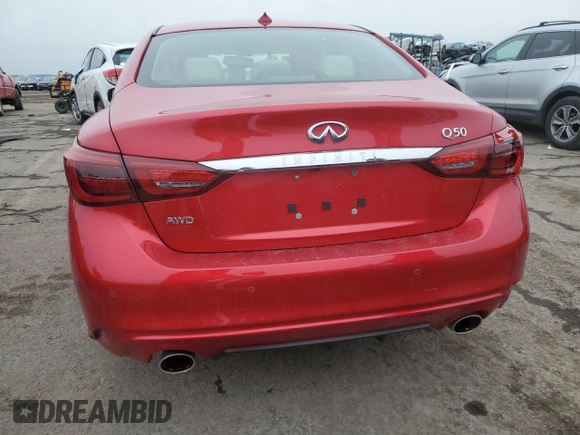 2024 Infiniti Q50 Luxe with VIN JN1EV7BR4RM630852, listed as a Copart auction lot 44844395 with 12,051 mi miles and Salvage Title. Bid and sale history available at DreamBid. Image 6.