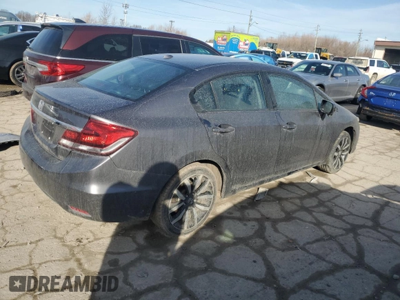 2015 Honda Civic EX-L with VIN 19XFB2F99FE224146, listed as a Copart auction lot 46740495 with 57,004 mi miles and Salvage Title. Bid and sale history available at carsss.com. Image 3.