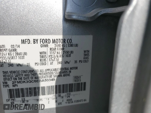 2014 Ford Edge SE с VIN 2FMDK3GC6EBA50349, выставлен на аукционе Copart как лот 49777885 с пробегом 152 895 миль миль и Списание • Salvage title. История ставок и продаж доступна на DreamBid. Изображение 13.