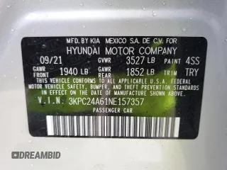 2022 Hyundai Accent SEL with VIN 3KPC24A61NE157357, listed as a Copart auction lot 72970402 with 9,604 mi miles. Bid and sale history available at carsss.com. Image 14.