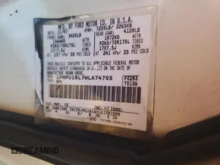 1998 Ford Expedition XLT z VIN 1FMPU18L7WLA74705, wystawiony jako Copart lot #82522704 z przebiegiem 275 355 mil mil oraz Szkoda całkowita • Salvage title. Historia ofert i sprzedaży dostępna na DreamBid. Obrazek 12.