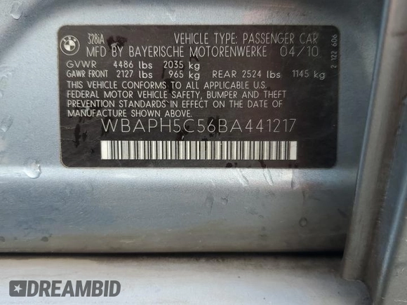 2011 BMW 3 Series 328i with VIN WBAPH5C56BA441217, listed as a Copart auction lot 49656175 with 116,166 mi miles and Clean Title. Bid and sale history available at carsss.com. Image 12.