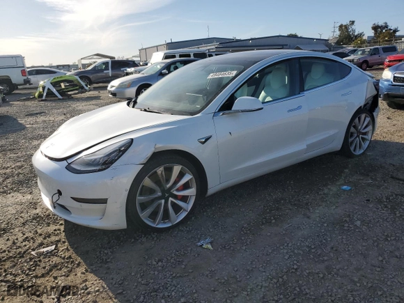 2019 Tesla Model 3 Long Range with VIN 5YJ3E1EB3KF514654, listed as a Copart auction lot 49484635 with 160,447 mi miles and Salvage Title. Bid and sale history available at carsss.com. Image 1.