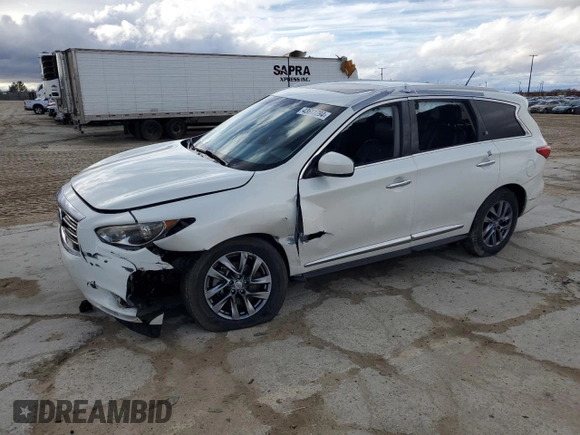 2013 Infiniti JX35 with VIN 5N1AL0MN1DC330988, listed as a Copart auction lot 43611794 with 191,060 mi miles and Salvage Title. Bid and sale history available at carsss.com. Image 1.