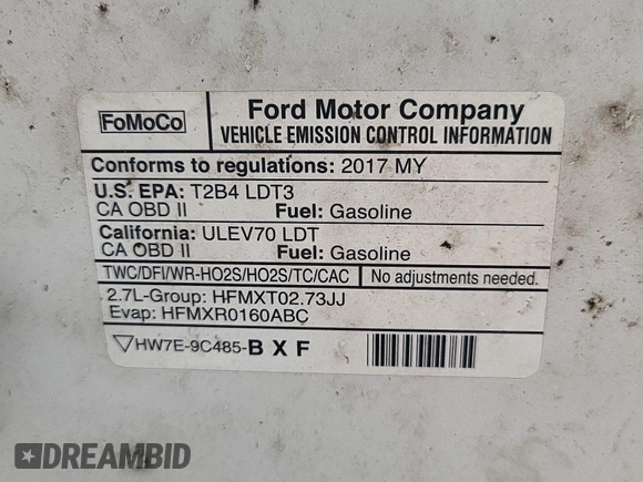 2017 Ford F-150 XL with VIN 1FTEX1EP3HKC76119, listed as a IAAI auction lot 42844369 with 193,396 mi miles and . Bid and sale history available at DreamBid. Image 35.