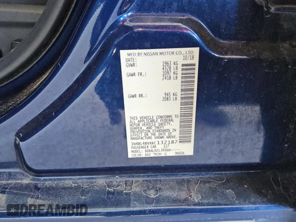 2019 Nissan Altima 2.5 S with VIN 1N4BL4BVXKC132187, listed as a Copart auction lot 50321545 with 119,650 mi miles and Clean Title. Bid and sale history available at carsss.com. Image 12.
