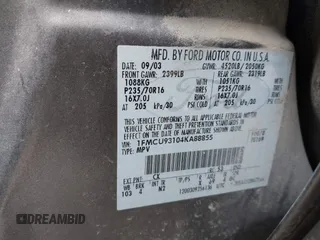 2004 Ford Escape XLT with VIN 1FMCU93104KA88855, listed as a IAAI auction lot 41433173 with 136,355 mi miles and . Bid and sale history available at DreamBid. Image 9.