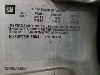 2008 Saturn Aura XR with VIN 1G8ZV57758F139844, listed as a Copart auction lot 89400555 with 120,567 mi miles and Salvage Title. Bid and sale history available at carsss.com. Image 12.