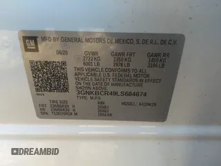 2020 Chevrolet Blazer LT z VIN 3GNKBCR49LS684674, wystawiony jako IAAI lot #40298156 z przebiegiem 83 008 mil mil oraz . Historia ofert i sprzedaży dostępna na DreamBid. Obrazek 9.