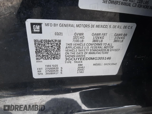 2021 Chevrolet Silverado 1500 RST with VIN 3GCUYEED0MG305146, listed as a Copart auction lot 75649424 with 101,471 mi miles and Salvage Title. Bid and sale history available at carsss.com. Image 12.