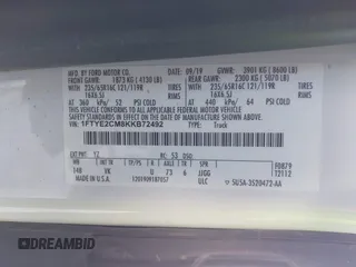 2019 Ford Transit with VIN 1FTYE2CM8KKB72492, listed as a IAAI auction lot 41371136 with 111,915 mi miles and . Bid and sale history available at DreamBid. Image 9.