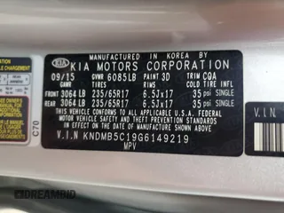 2016 Kia Sedona LX with VIN KNDMB5C19G6149219, listed as a Copart auction lot 56276285 with 194,393 mi miles and Clean Title. Bid and sale history available at DreamBid. Image 13.