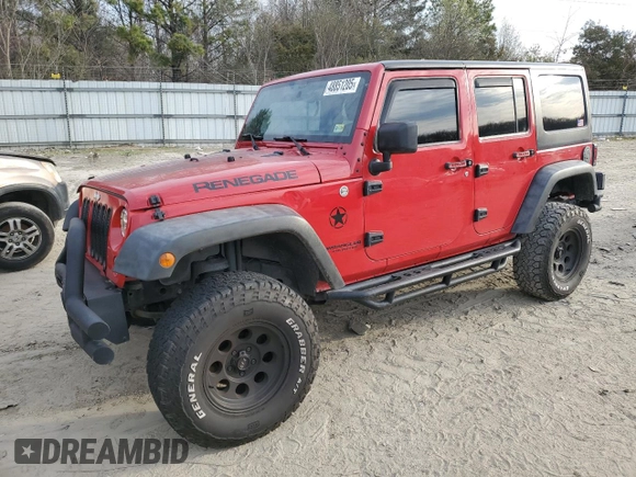 2014 Jeep Wrangler Unlimited Sport with VIN 1C4HJWDG6EL280653, listed as a Copart auction lot 48851205 with 125,211 mi miles and Salvage Title. Bid and sale history available at DreamBid. Image 1.