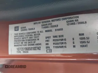 2005 GMC Canyon SLE Z85 with VIN 1GTCS196858102742, listed as a IAAI auction lot 41714279 with 166,436 mi miles. Bid and sale history available at carsss.com. Image 9.