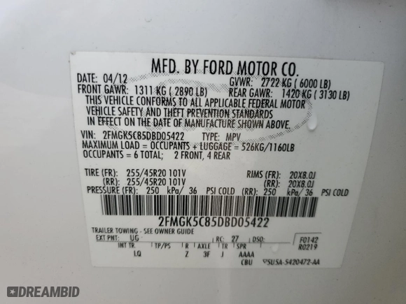 2013 Ford Flex SEL with VIN 2FMGK5C85DBD05422, listed as a Copart auction lot 87801505 with 210,765 mi miles and Non Repairable. Bid and sale history available at carsss.com. Image 15.