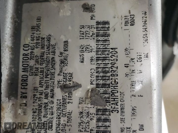 2011 Ford Fusion SE with VIN 3FAHP0HG1BR296204, listed as a Copart auction lot 41886615 with 81,916 mi miles and Salvage Title. Bid and sale history available at carsss.com. Image 13.