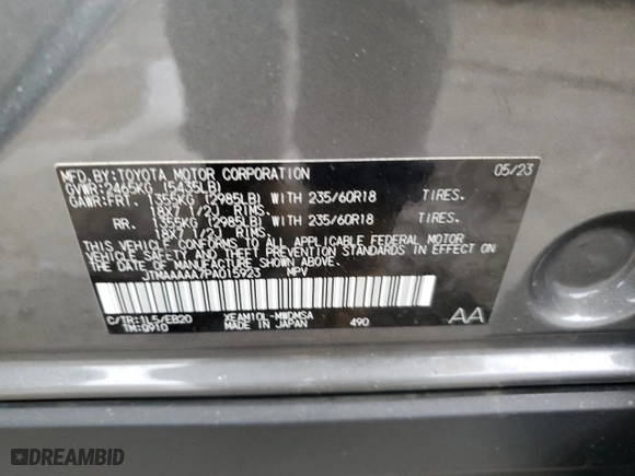 2023 Toyota bZ4X XLE with VIN JTMAAAAA7PA015923, listed as a Copart auction lot 44400565 with 27,616 mi miles and Salvage Title. Bid and sale history available at carsss.com. Image 13.