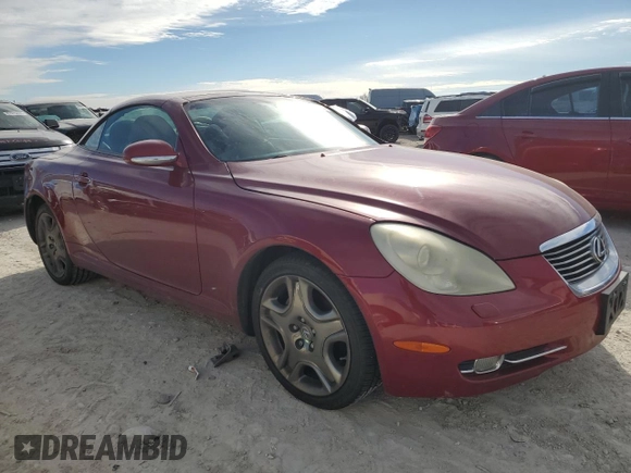 2008 Lexus SC 430 with VIN JTHFN45Y689017747, listed as a Copart auction lot 41584735 with 155,922 mi miles and Salvage title. Bid and sale history available at DreamBid. Image 4.