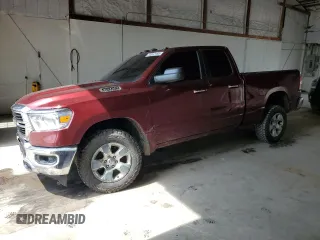 2019 Ram 1500 Big Horn with VIN 1C6SRFBT9KN915709, listed as a Copart auction lot 54867195 with 92,827 mi miles and Salvage title. Bid and sale history available at DreamBid. Image 1.