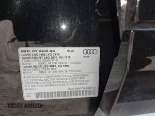 2020 Audi Q5 Premium with VIN WA1ANAFY3L2082513, listed as a IAAI auction lot 41912993 with 7,958 mi miles. Bid and sale history available at carsss.com. Image 9.