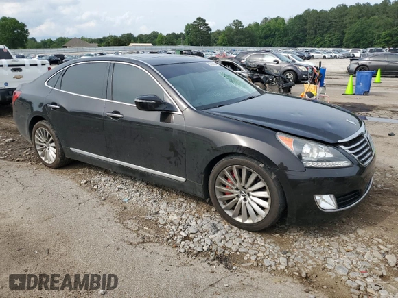 2015 Hyundai Equus Signature with VIN KMHGH4JH6FU092960, listed as a Copart auction lot 58793325 with 59,875 mi miles and Salvage title. Bid and sale history available at DreamBid. Image 4.