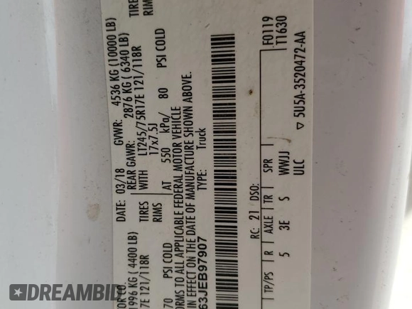 2018 Ford F-250 XL z VIN 1FT7W2B63JEB97907, wystawiony jako Copart lot #46515335 z przebiegiem 209 181 mil mil oraz Szkoda całkowita • Salvage title. Historia ofert i sprzedaży dostępna na DreamBid. Obrazek 14.