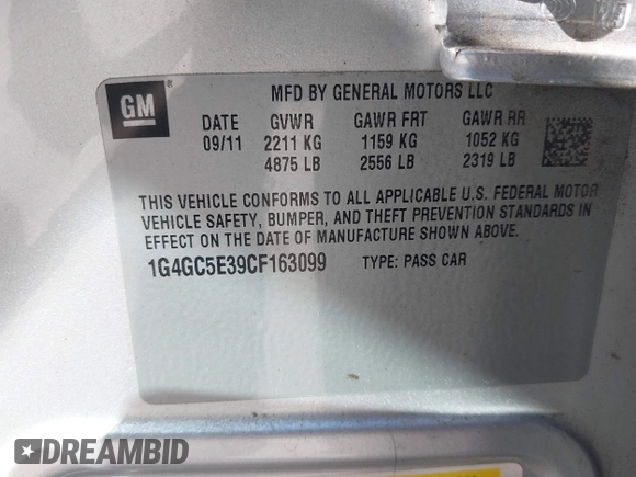 2012 Buick LaCrosse Leather with VIN 1G4GC5E39CF163099, listed as a IAAI auction lot 41770649 with 234,142 mi miles and . Bid and sale history available at DreamBid. Image 9.
