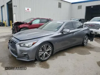 2020 Infiniti Q50 Pure with VIN JN1EV7AP9LM205019, listed as a Copart auction lot 51113905 with 56,243 mi miles and Salvage Title. Bid and sale history available at carsss.com. Image 1.