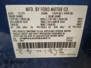 2024 Ford Edge SEL z VIN 2FMPK4J93RBA69513, wystawiony jako Copart lot #58359635 z przebiegiem 52 823 mil mil oraz Czysty tytuł • Clean title. Historia ofert i sprzedaży dostępna na DreamBid. Obrazek 13.