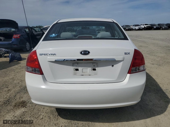 2008 Kia Spectra EX with VIN KNAFE122685582603, listed as a Copart auction lot 51949635 with 91,949 mi miles and Salvage Title. Bid and sale history available at carsss.com. Image 6.