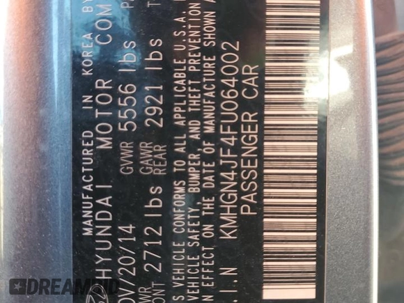 2015 Hyundai Genesis 5.0L with VIN KMHGN4JF4FU064002, listed as a Copart auction lot 46716195 with 138,992 mi miles and Salvage Title. Bid and sale history available at carsss.com. Image 13.