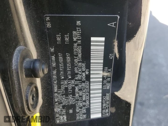2015 Toyota Sienna LE AAS с VIN 5TDKK3DC3FS536567, выставлен на аукционе Copart как лот 53286655 с пробегом 269 828 миль миль и Списание • Salvage title. История ставок и продаж доступна на DreamBid. Изображение 15.